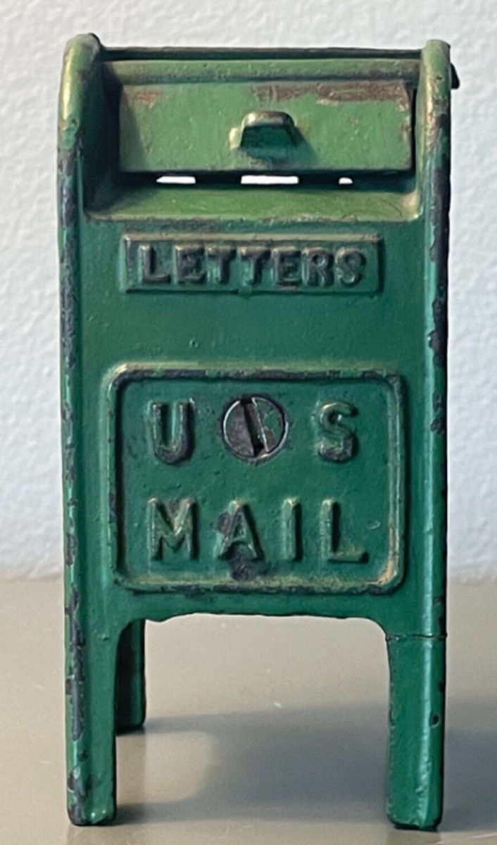 Hubley Cast Iron Original Green U. S. Mailbox 1920