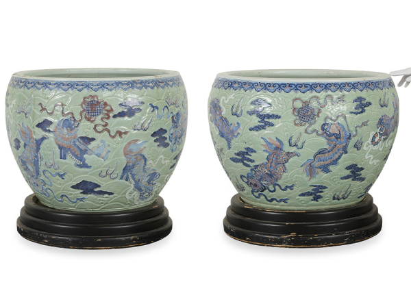 2 Massive 18th c. Chinese Porcelain Planters