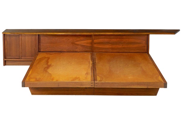George Nakashima Conoid Headboard and Bed; Sold for $44,800 on Bidsquare in Rago's Modern Design auction on January 20, 2019
