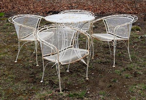 Vintage Wrought Iron White Mesh Patio Set Sold At Auction On 3rd June Bidsquare - Antique Iron Patio Chairs