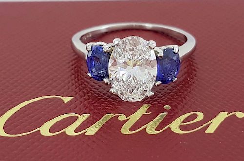 cartier diamond and sapphire ring