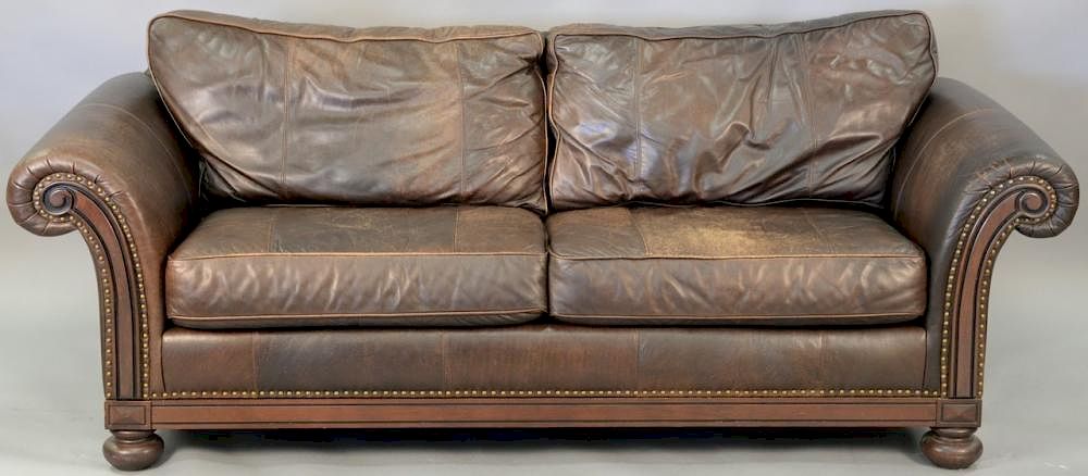 Bernhardt Leather Sofa Wear Wd 87in, Bernhardt Leather Sofas