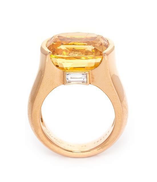 cartier yellow sapphire and diamond ring