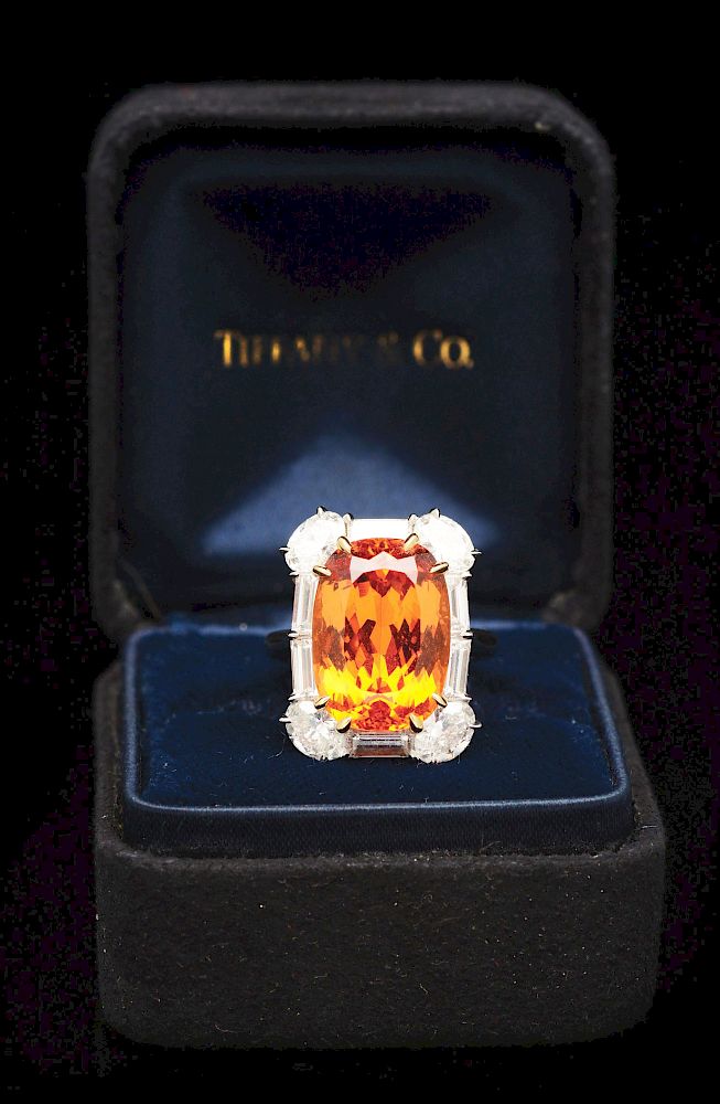 Co. 13ct Mandarin Garnet \u0026 Diamond Ring 