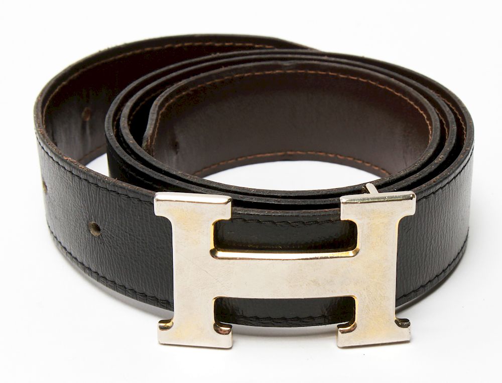Hermes Manner Belt w Two-Tone Metal \