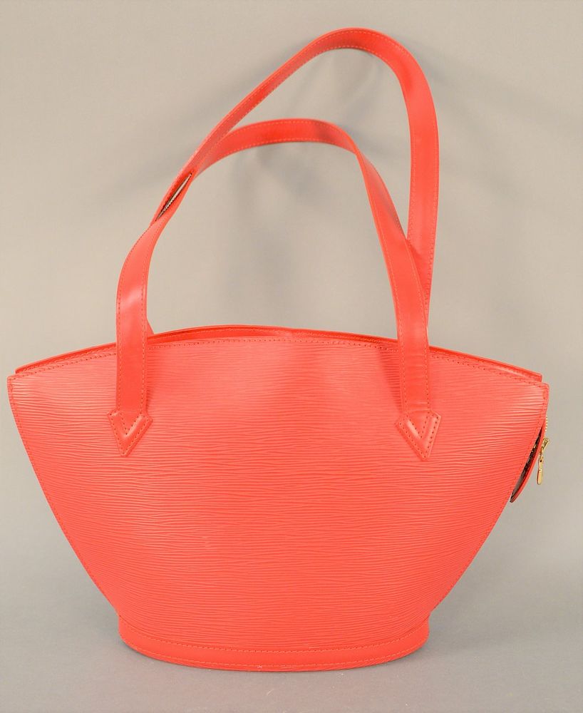Louis Vuitton &quot;St. Jacques&quot; Handbag, red epi leather, tonal alcantara lining, zip closure at top ...