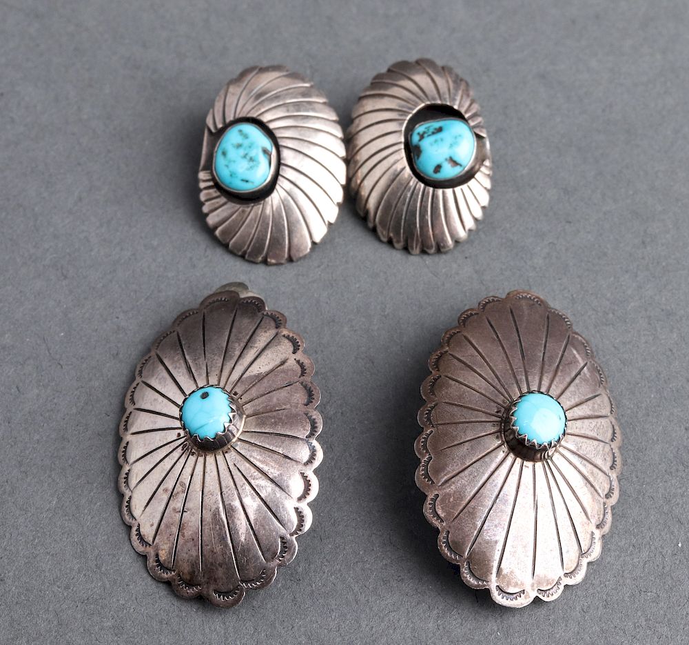 Fine Silver and Navajo Turquoise Terracotta Spikes Earring Charms