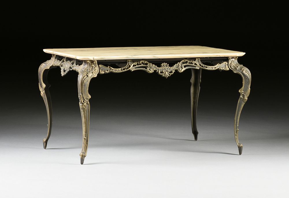 A Rococo Revival Marble Top Gilt Brass, Rococo Marble Coffee Table