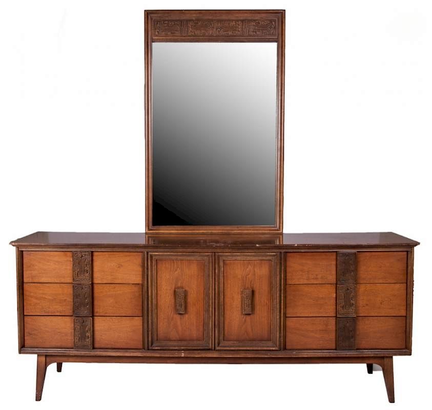 Bassett Furniture Brutalist Dresser W Mirror By Bremo Auctions